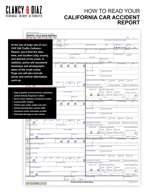 California Car Accident Report page 1