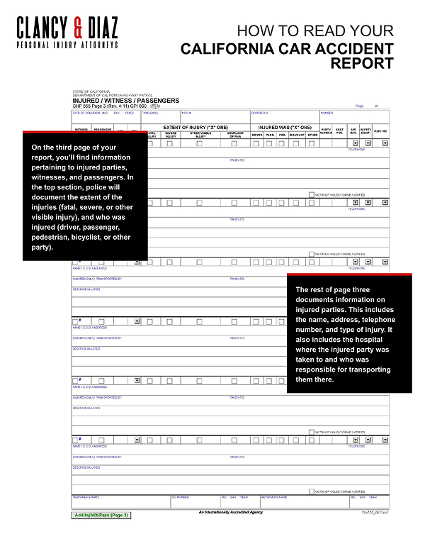 California Car Accident Report page 3