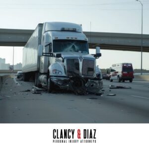A truck sits in the road after a Walnut Creek truck accident