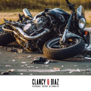 A motorcycle lying in the street following a crash in Antioch