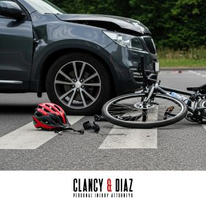A bike and helmet lay on the ground after a bicycle accident in Walnut Creek